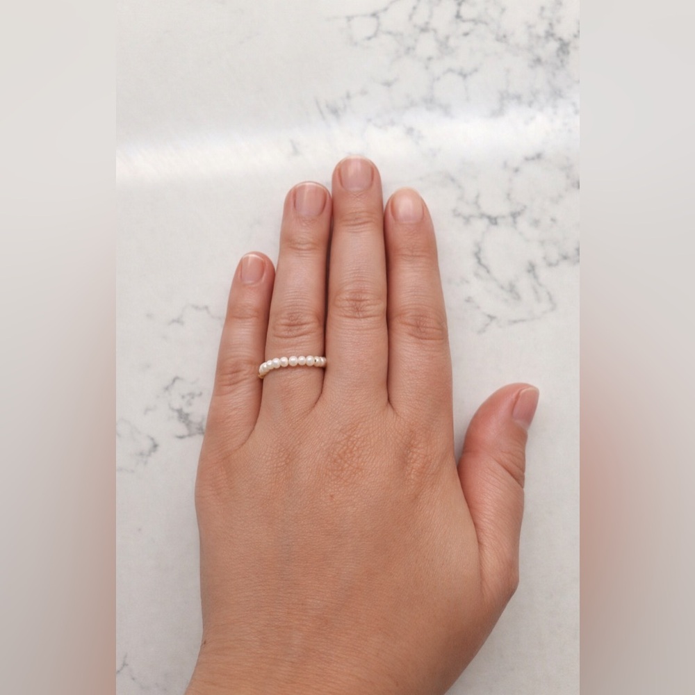 Natural Freshwater Pearl Ring | White | Minimalist | Stackable Ring | Bridal